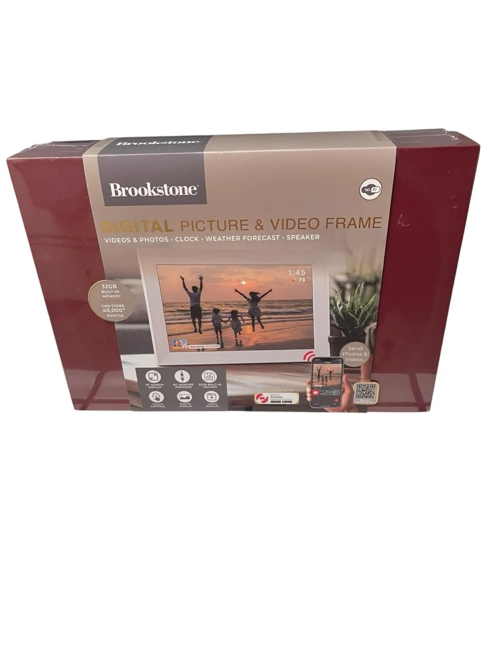 Brookstone 10” WiFi Digital Picture & Video Frame 32GB Touchscreen NEW in Box